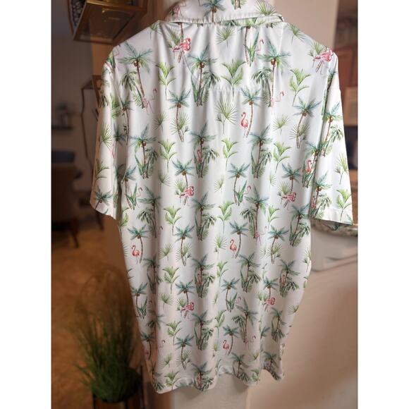 Bad Birdie Golf Polo Shirt Mens Medium White Green Palm Trees Pelican Graphic - Picture 5 of 5